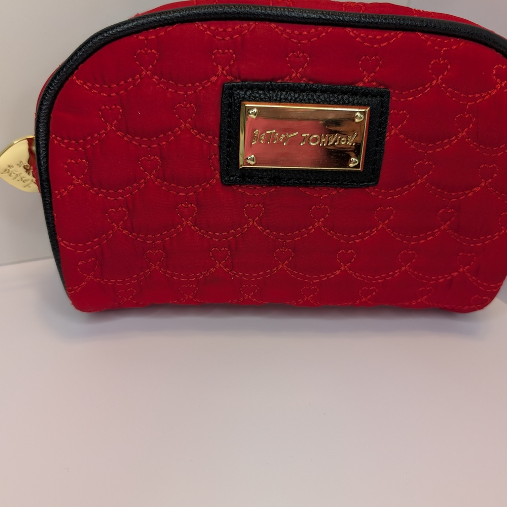 Betsey Johnson Red Quilted Cosmetic Bag